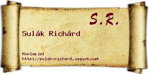 Sulák Richárd névjegykártya